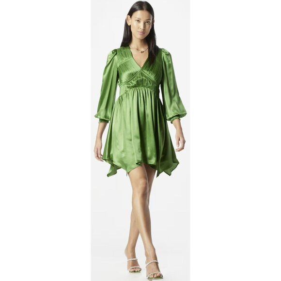 All Saints $395 Cactus Esta Silk Blend Asymmetrical Hem Mini Dress Sz 0 NWT - Picture 2 of 10